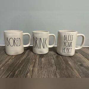 3 Rae Dunn Mugs BORED DRINK BLESS YOUR HEART